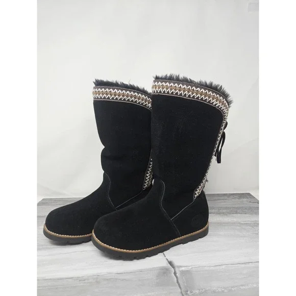 Lamo Women's Black Suede Sheepskin Lined Boots Size 6 - Picture 2 of 8